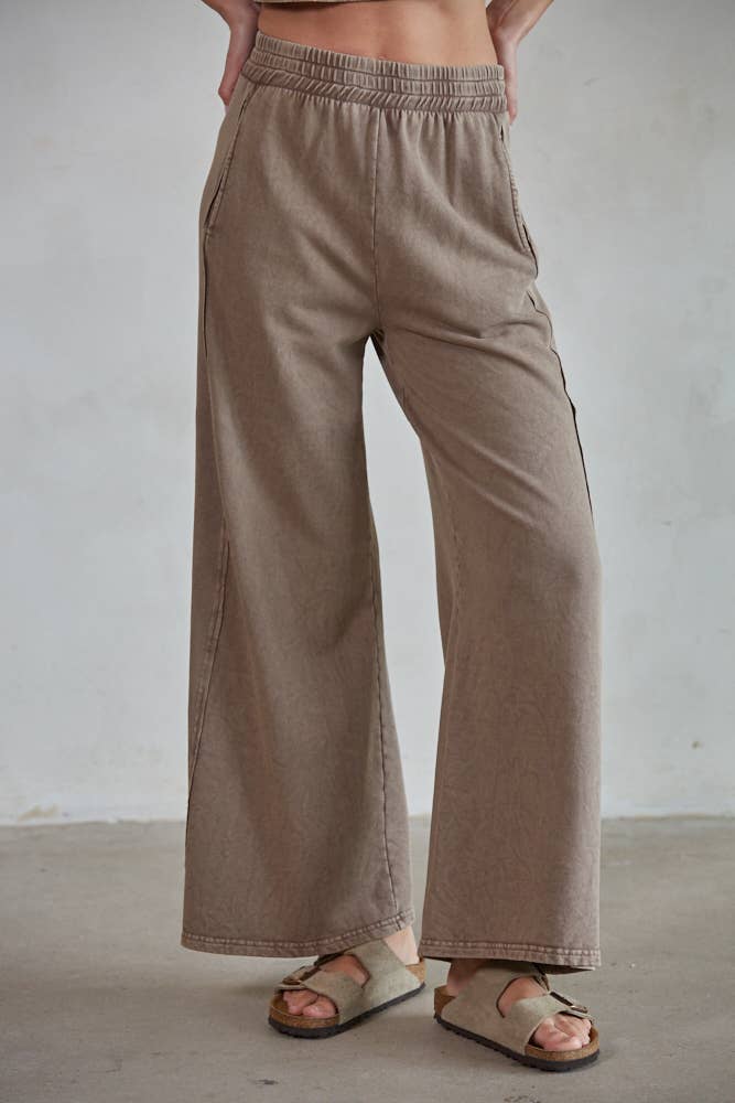 Garment Dye Wide Leg Pants