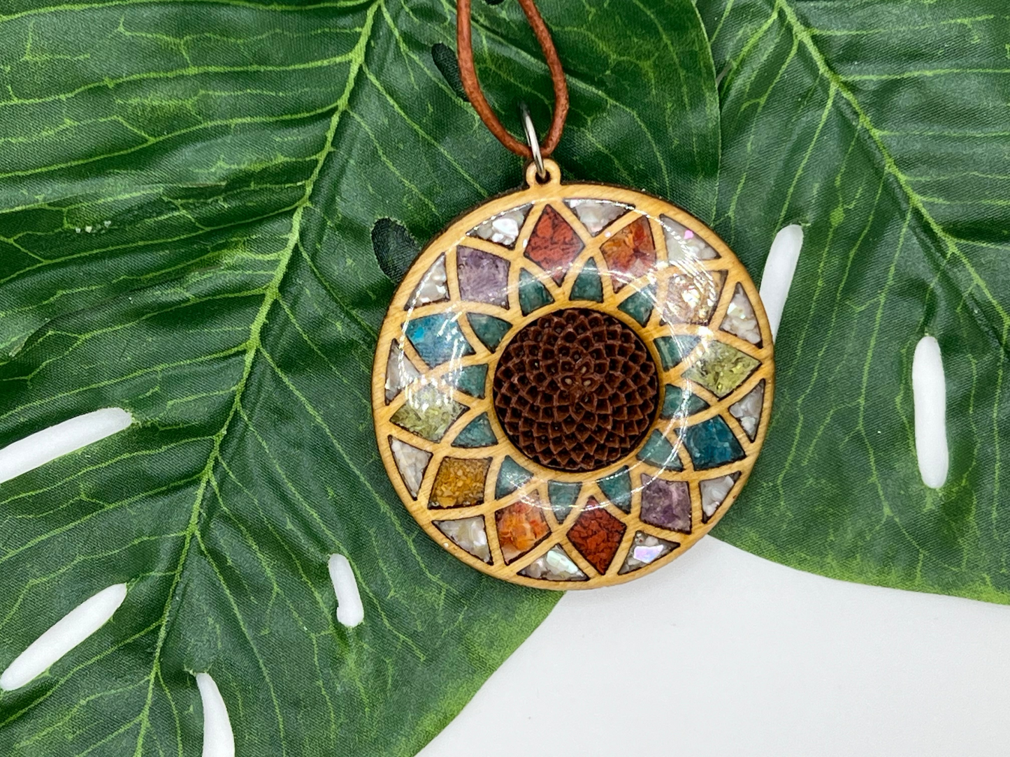 Protea Necklace-Sacred Geometry-Rainbow
