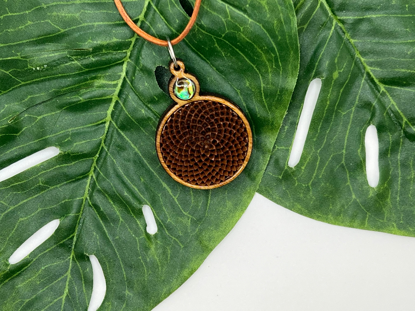 Protea Flower Necklace w/Abalone