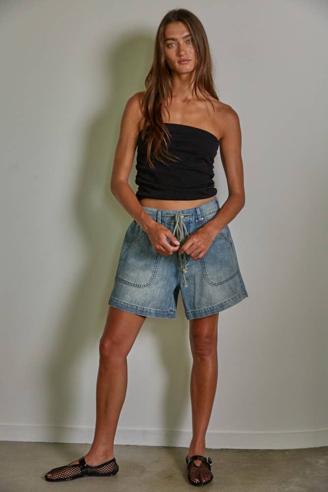 Side Ruched Tube Top