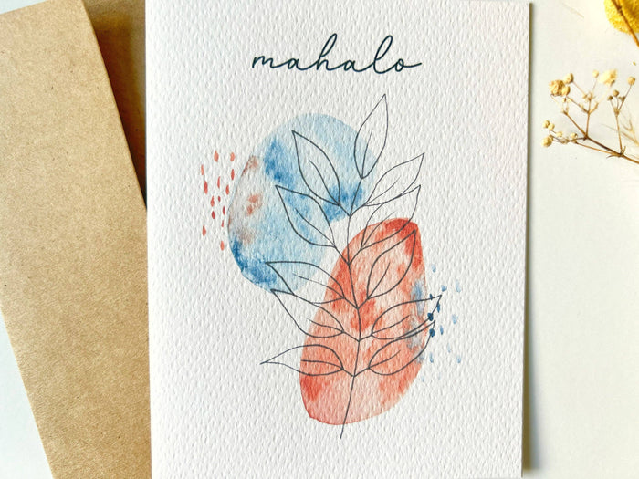 Abstract Leaves Watercolor Greeting Card | Stationery