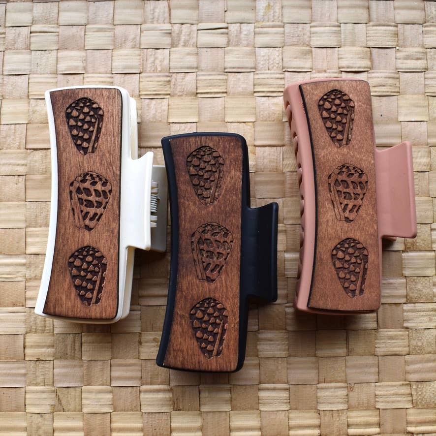 Handmade Wood Engraved Hair Clip