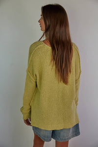 Knit Sweater V-Neck Long Sleeve Top