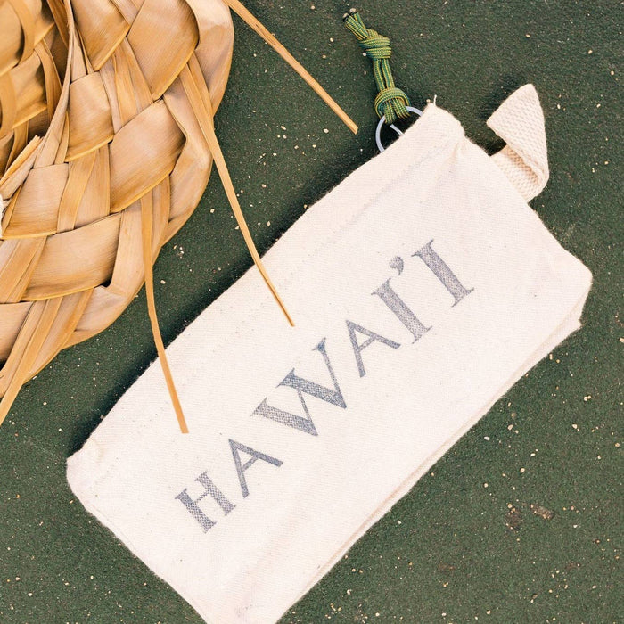 Hand Stamped Hawai'i Canvas Pouch Bag