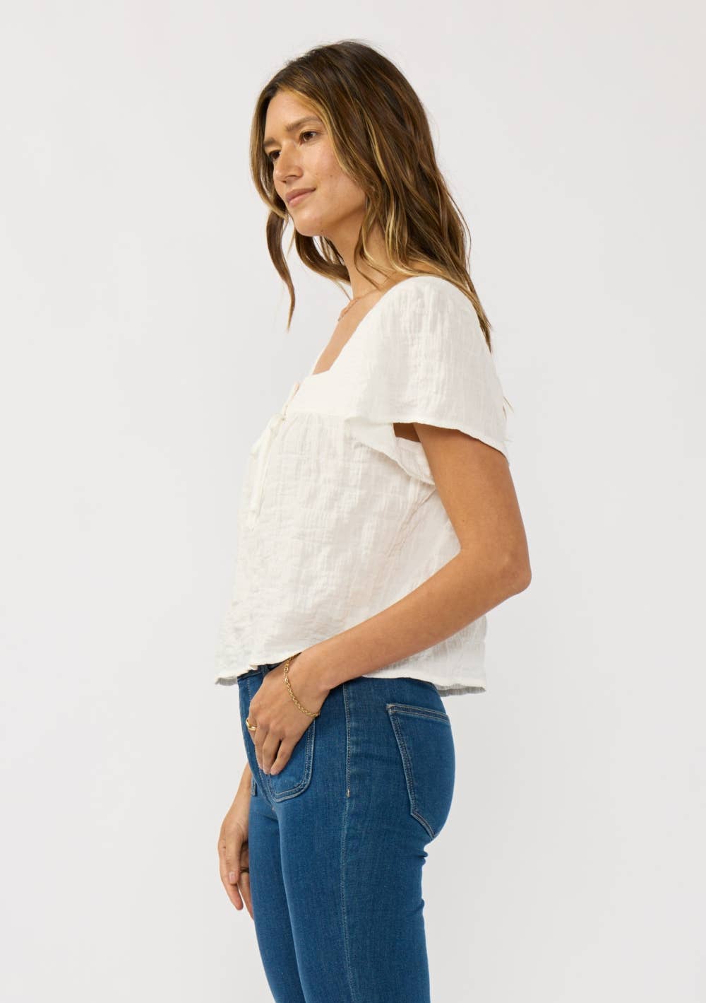 Square Neck Gauze Top
