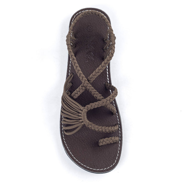 Palm Leaf Flat Summer Sandals - Taupe