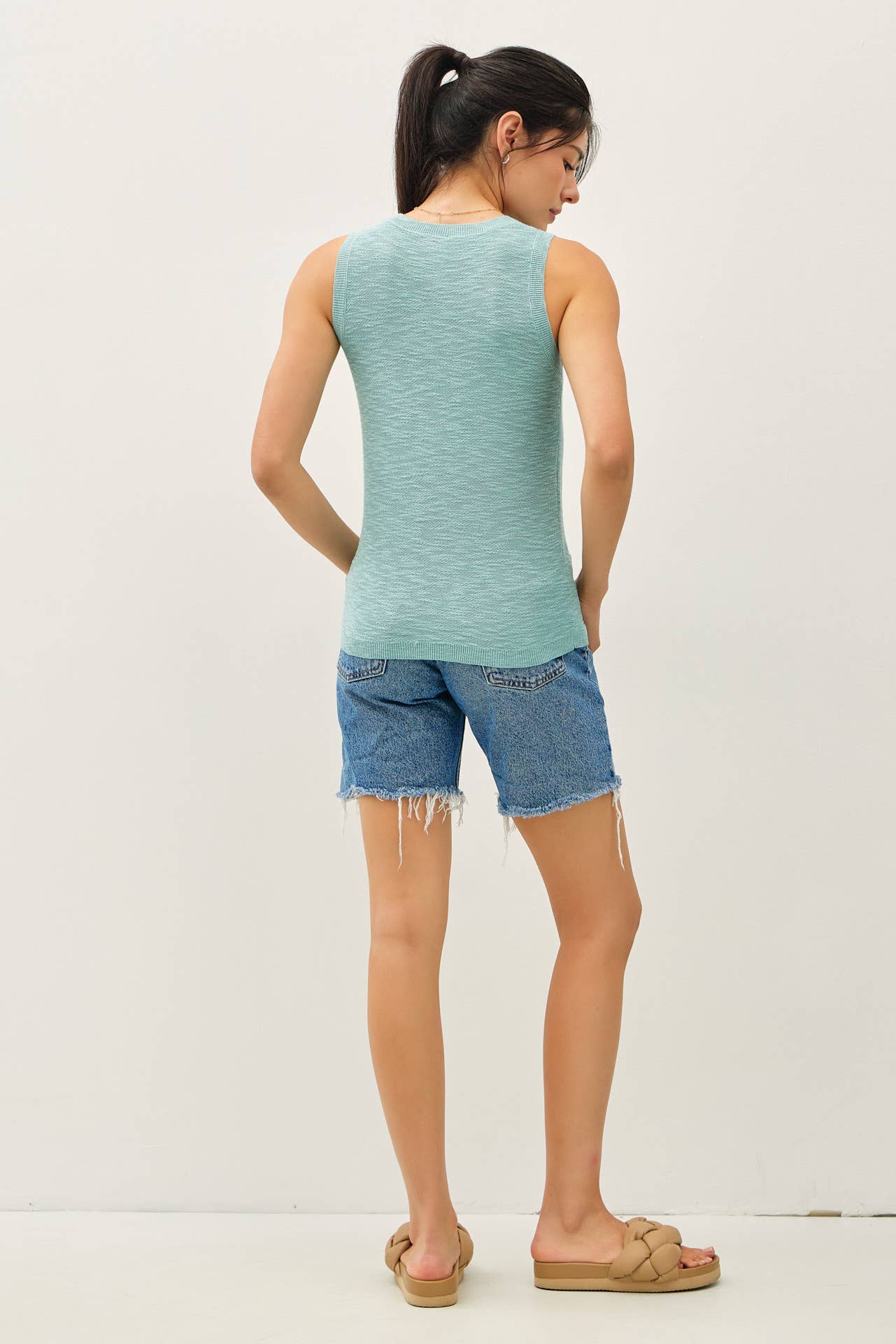 Sleeveless Slub Knit Top