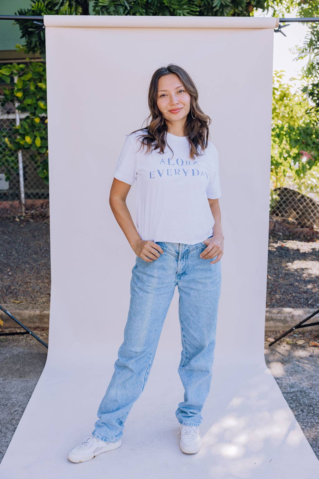 Womens Aloha Everyday Stamped T-Shirt-White