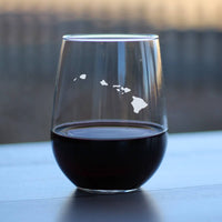 Hawaii Outline Stemless Wine Glass