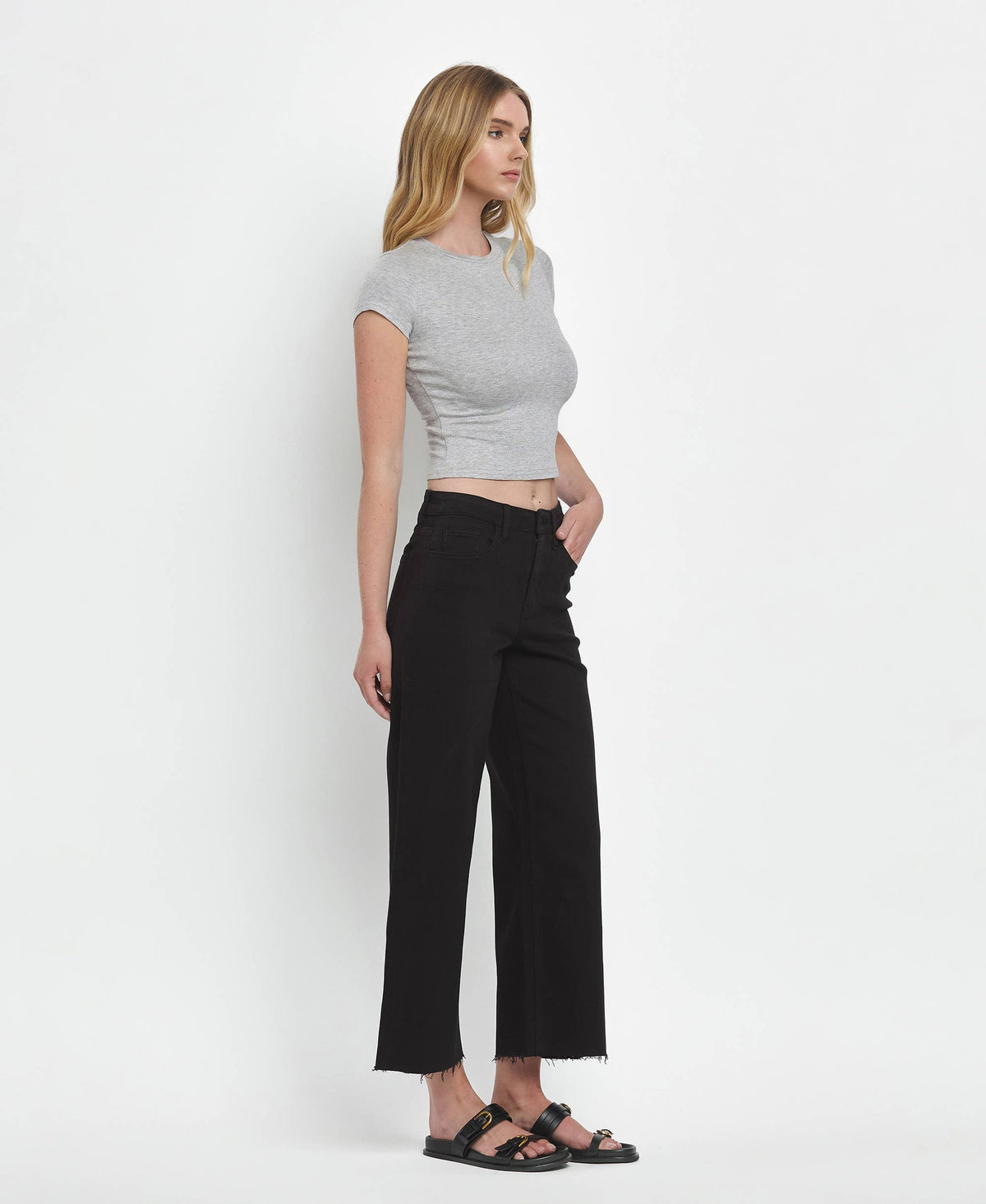 High Rise Crop Wide Leg Jeans