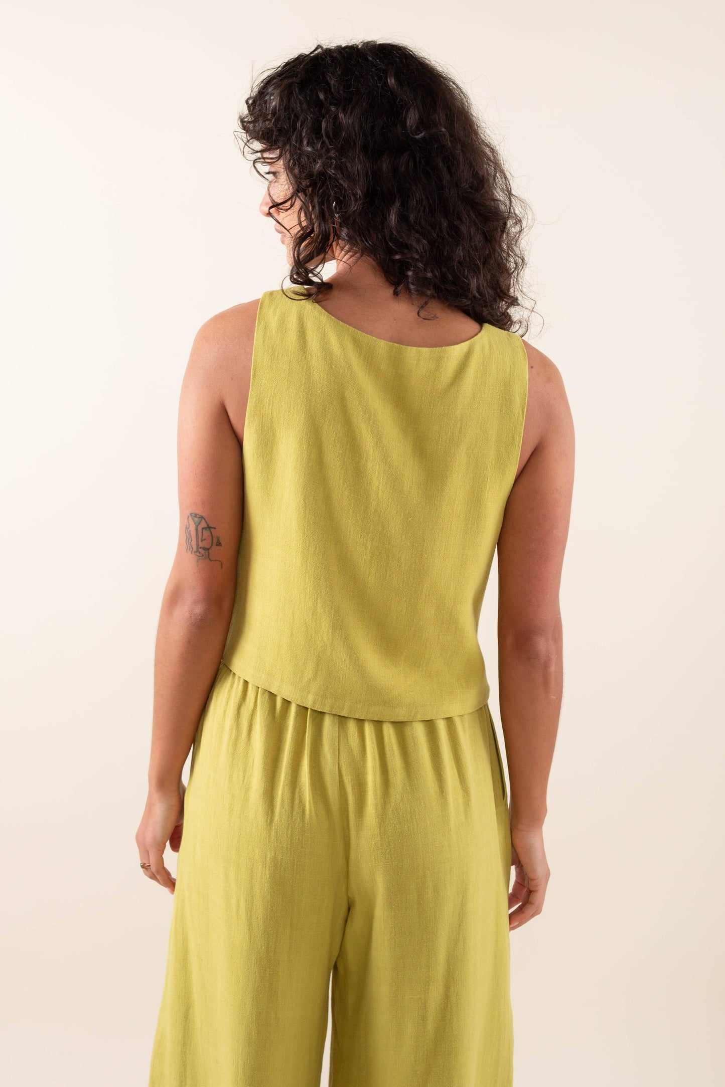 Square Neck Linen Vest