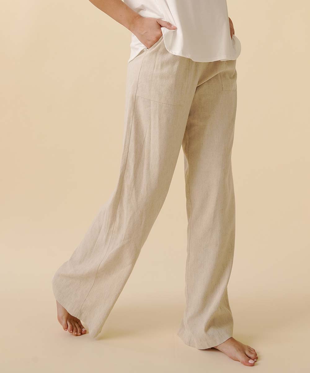 Bamboo Cotton Linen Pants- Natural