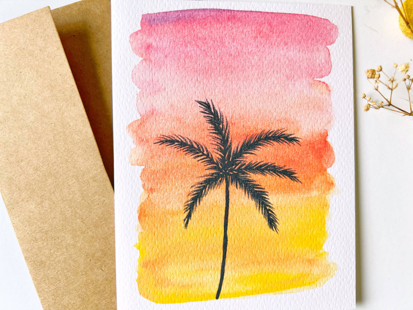 Sunset Palm Greeting Card | Stationery | Art