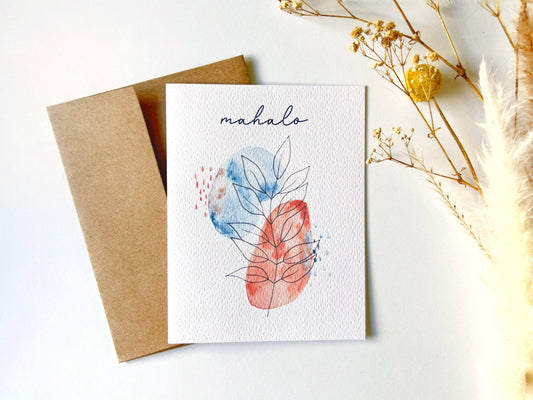 Abstract Leaves Watercolor Greeting Card | Stationery