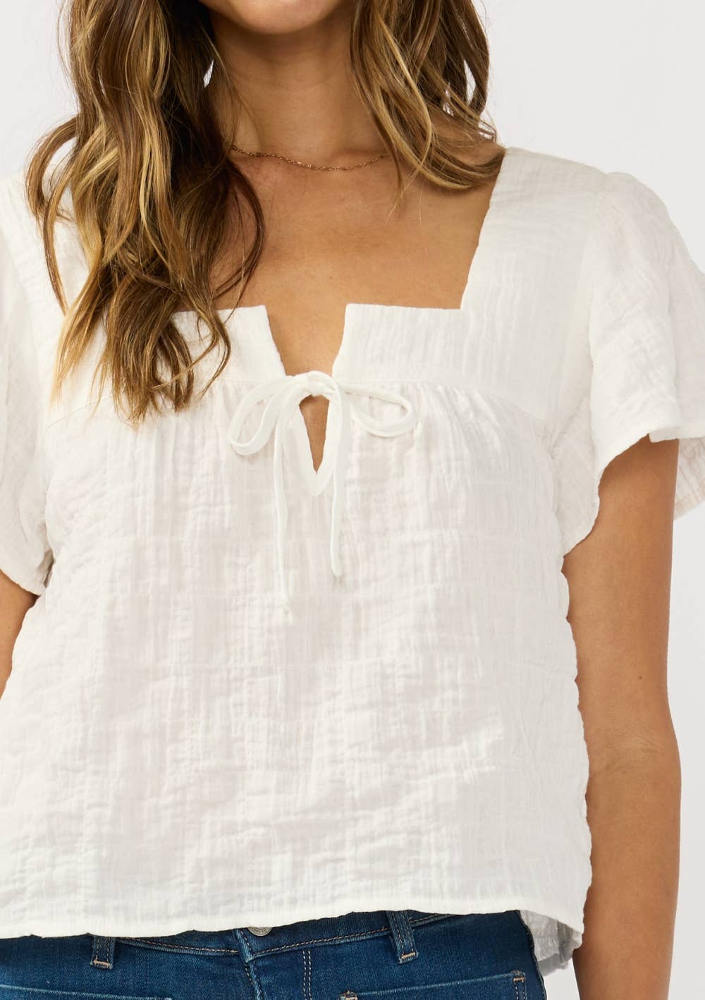 Square Neck Gauze Top
