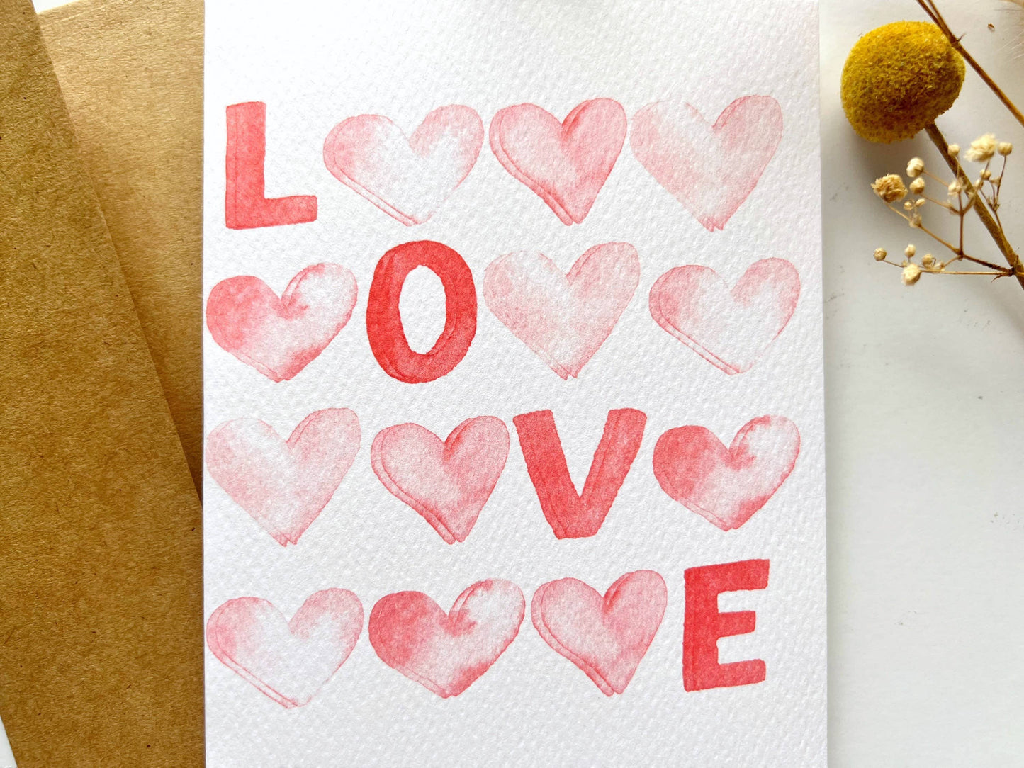 LOVE Watercolor Greeting Card | Valentine's Card