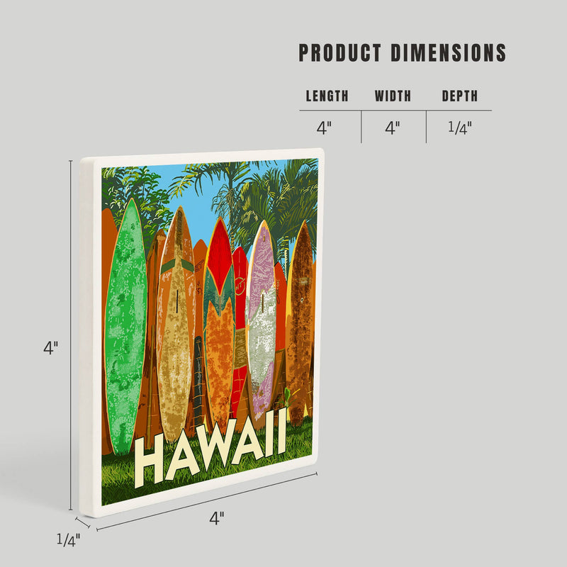 Ceramic Coaster Hawaii, Surfboard Fence