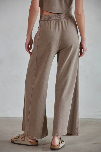 Mineral Wash Wide Leg Pants