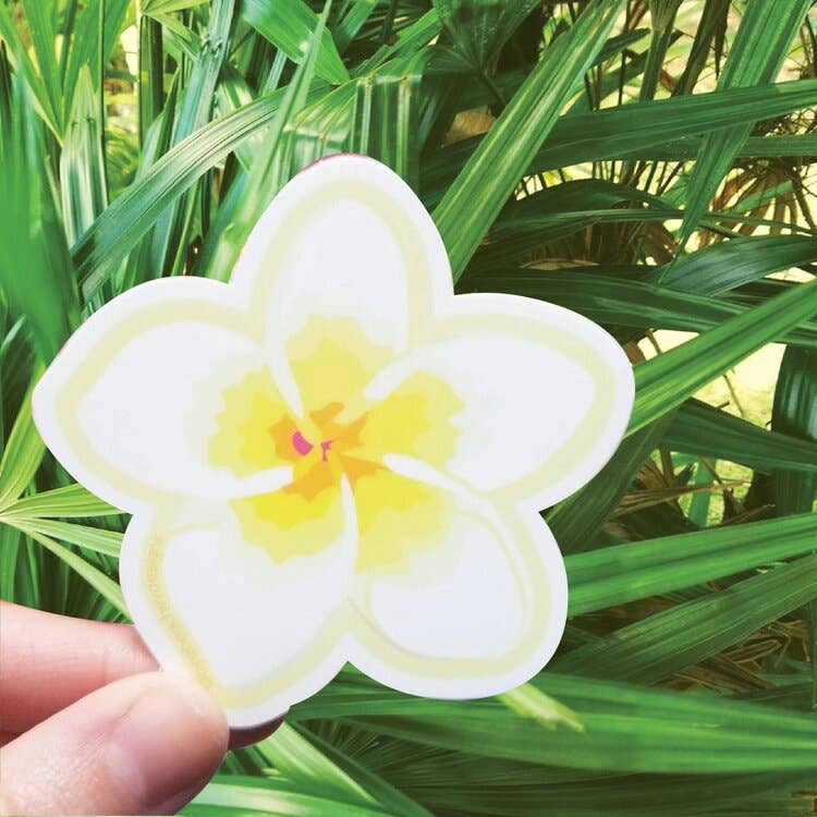 White Plumeria Sticker