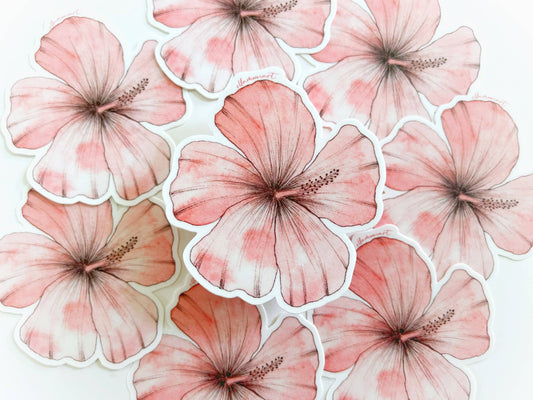 Pink Hibiscus Sticker | Watercolor | Art Sticker | Vinyl