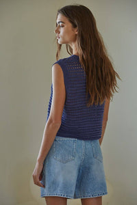 Knit Sweater Crocheted Sleeveless Crop Top