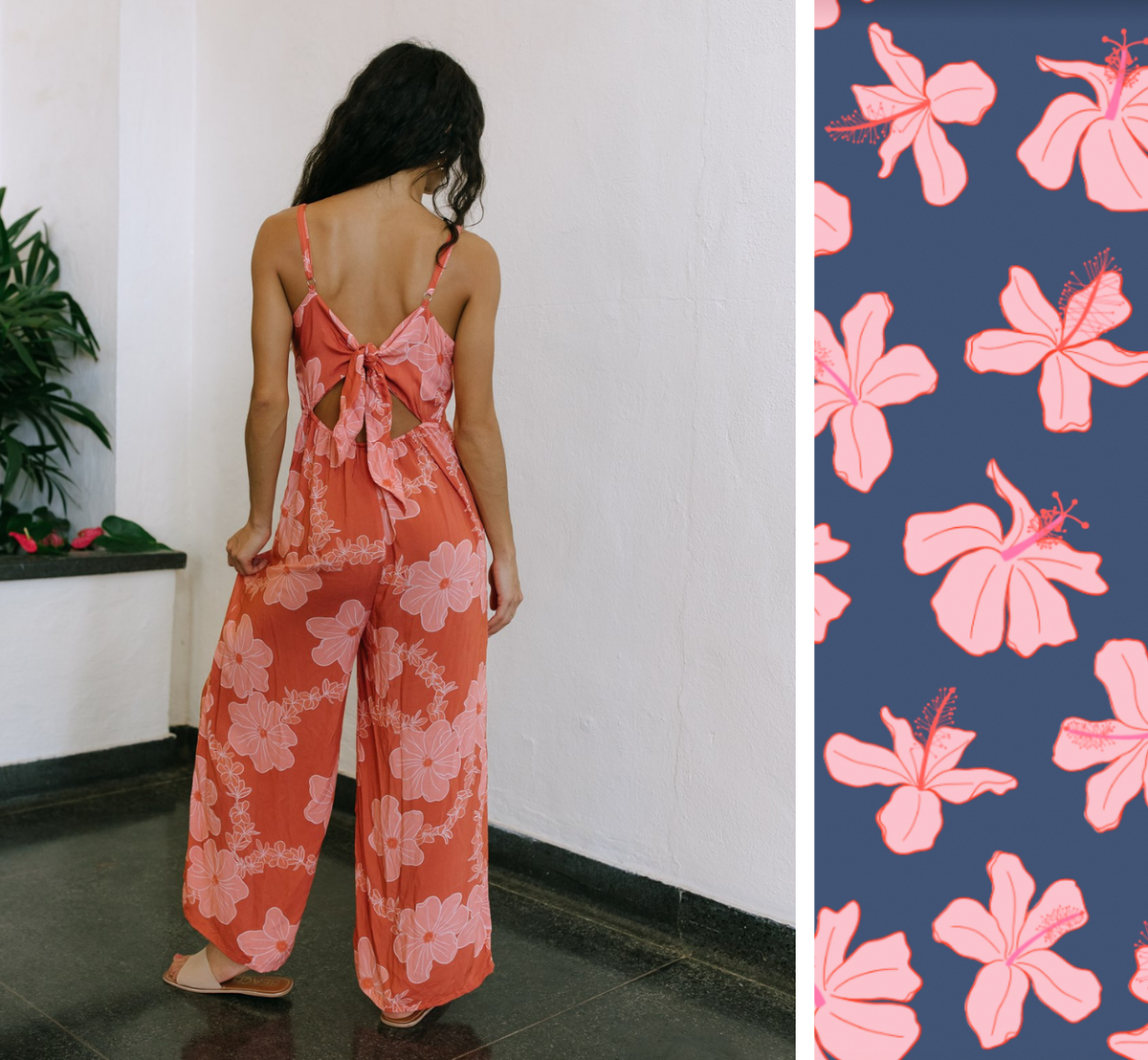 Kai Jumpsuit in Koki'o Blossom (Navy)