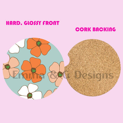 Puakenikeni Flowers Print Car Coasters