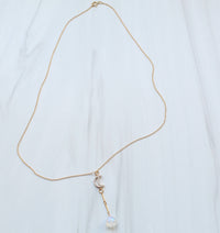 Moon charm with Moonstone Y necklace