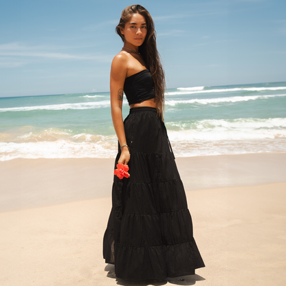 Tiered Cotton Maxi Skirt