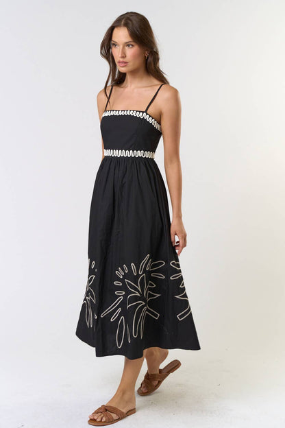 Embroidered Midi Dress
