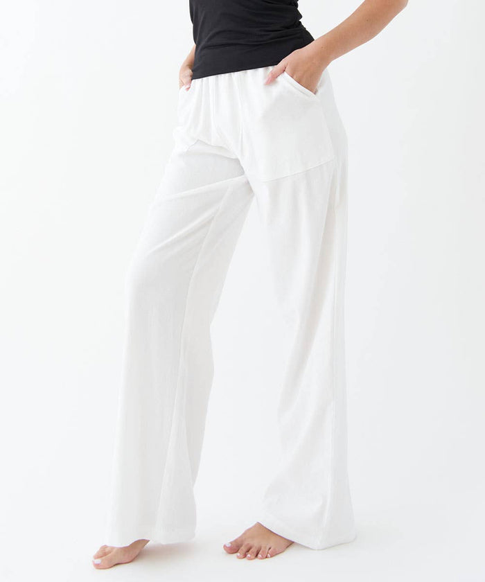 Bamboo Cotton Linen Pants-  White