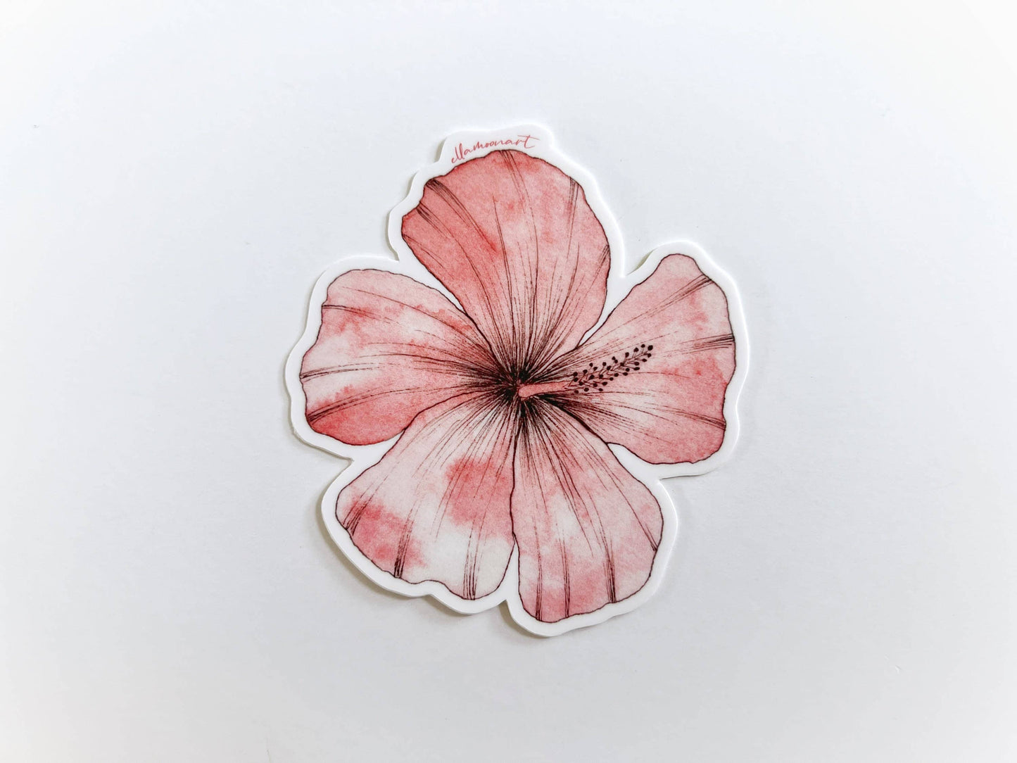 Pink Hibiscus Sticker | Watercolor | Art Sticker | Vinyl