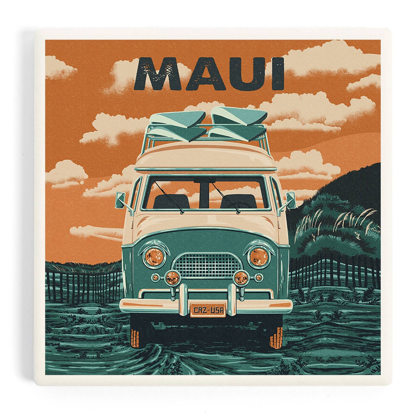 Maui, Hawaii, Letterpress, Camper Van