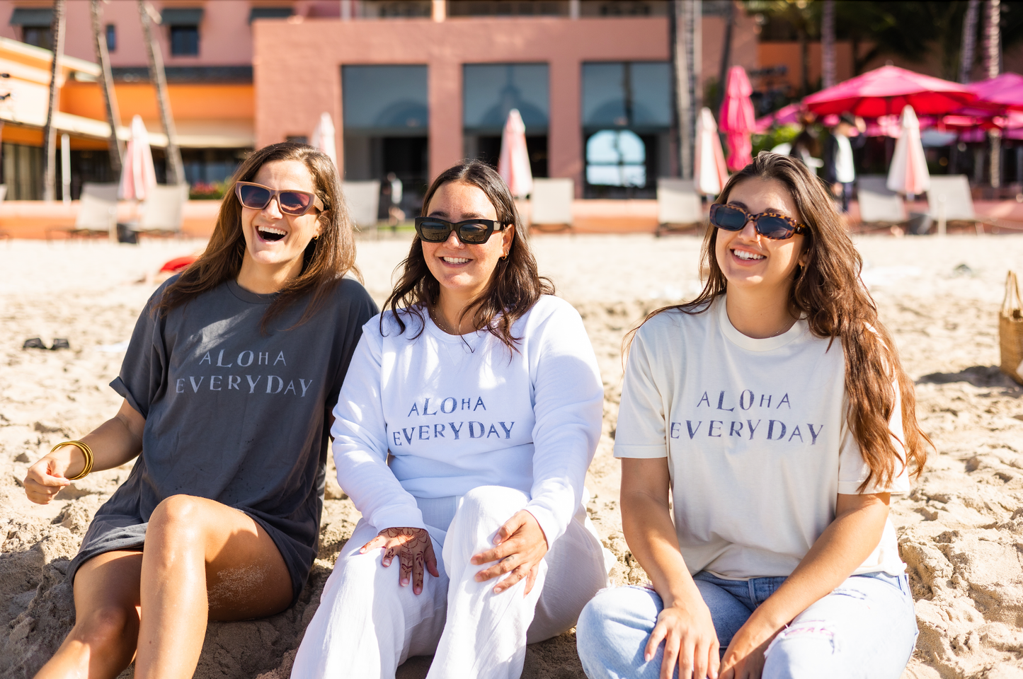 Womens Aloha Everyday Stamped T-Shirt - Vintage with Navy