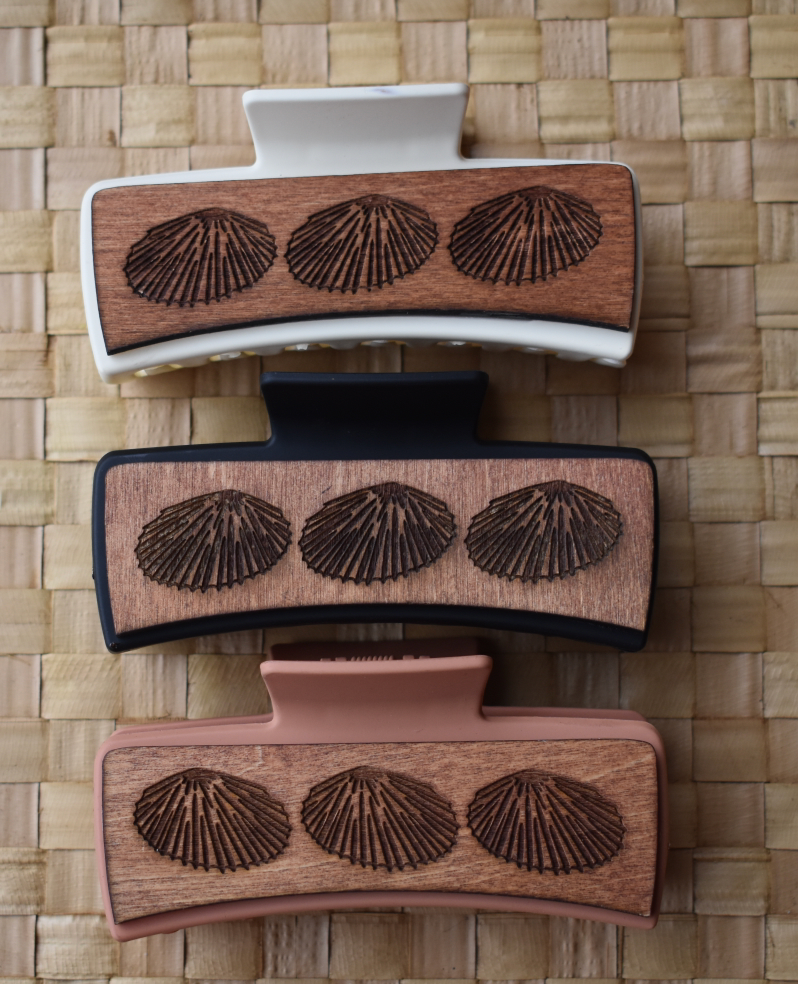 Handmade Wood Engraved Hair Clip