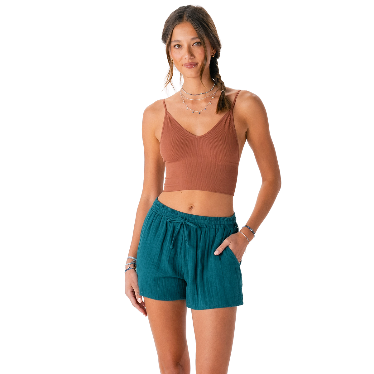 Verdigris Cotton Cabana Shorts