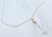 Moon charm with Moonstone Y necklace