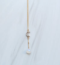 Moon charm with Moonstone Y necklace