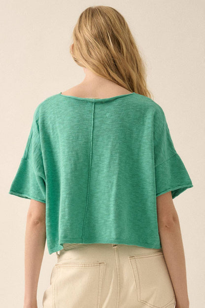 Short-Sleeve Lightweight Knit Sweater