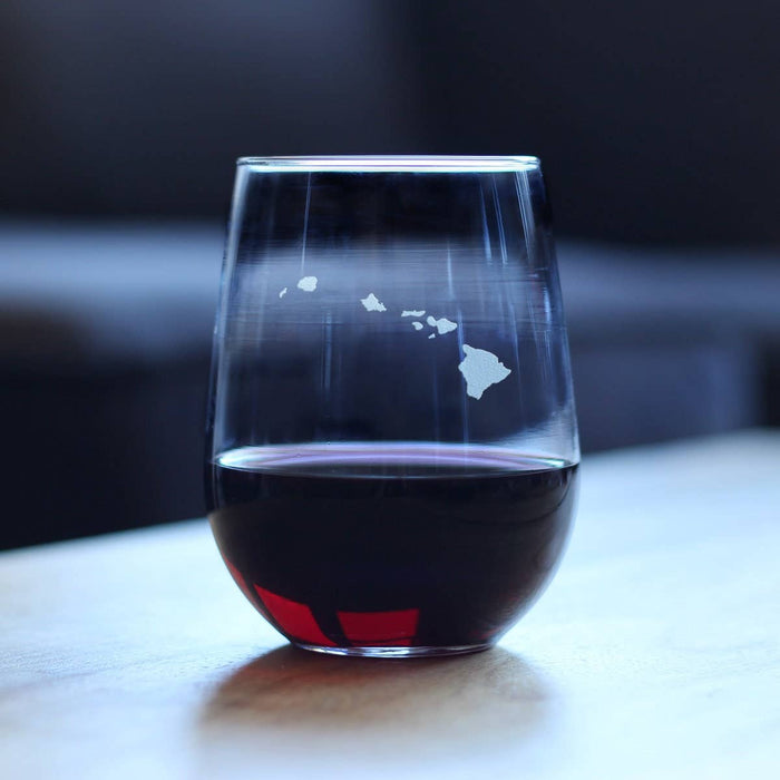 Hawaii Outline Stemless Wine Glass