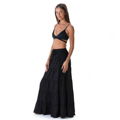 Tiered Cotton Maxi Skirt