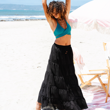 Tiered Cotton Maxi Skirt