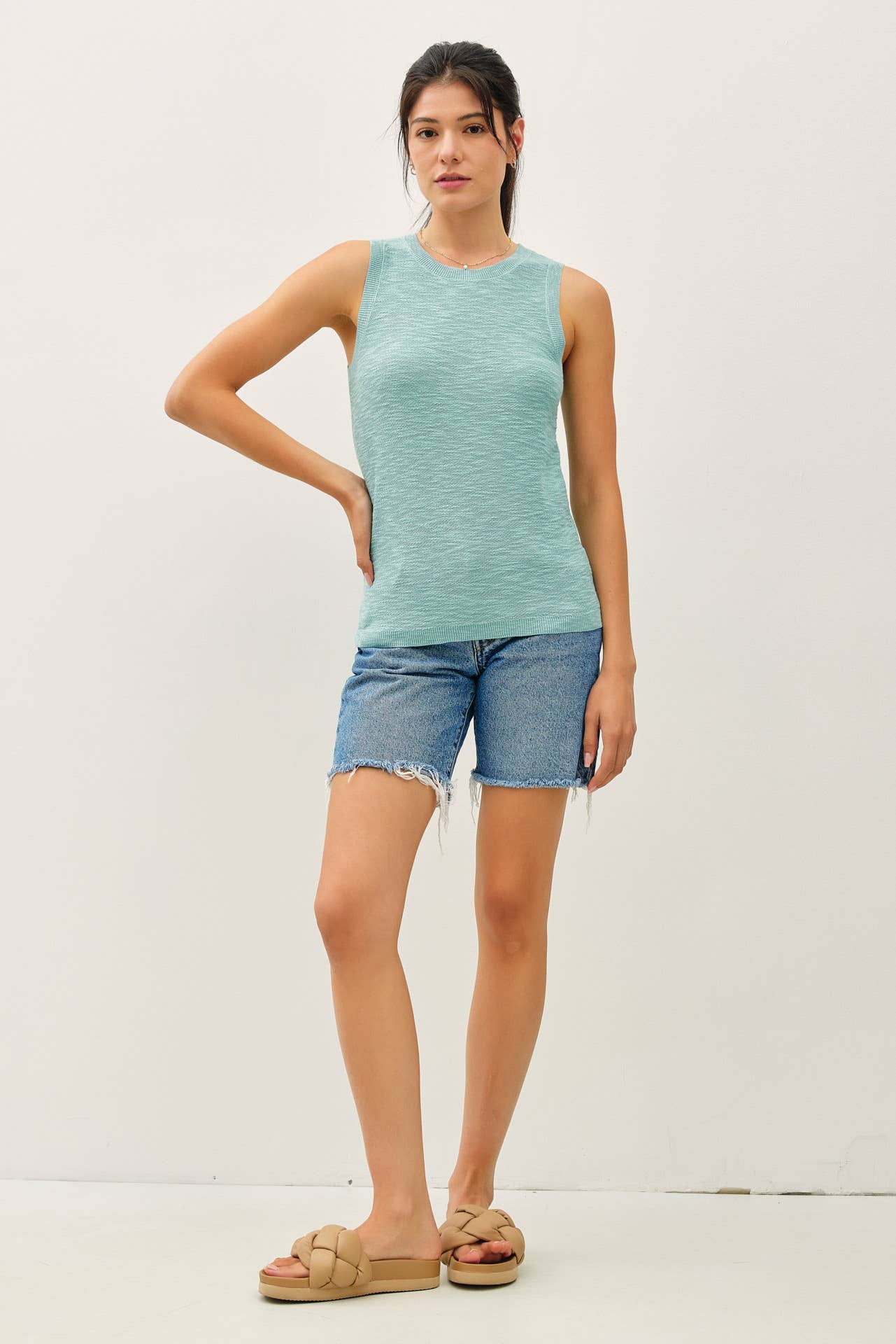 Sleeveless Slub Knit Top