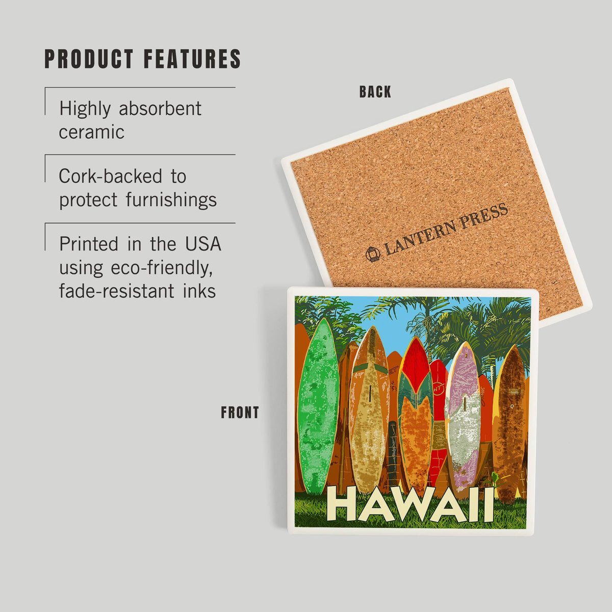 Ceramic Coaster Hawaii, Surfboard Fence