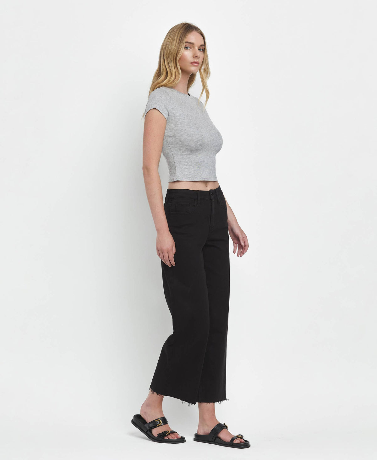 High Rise Crop Wide Leg Jeans