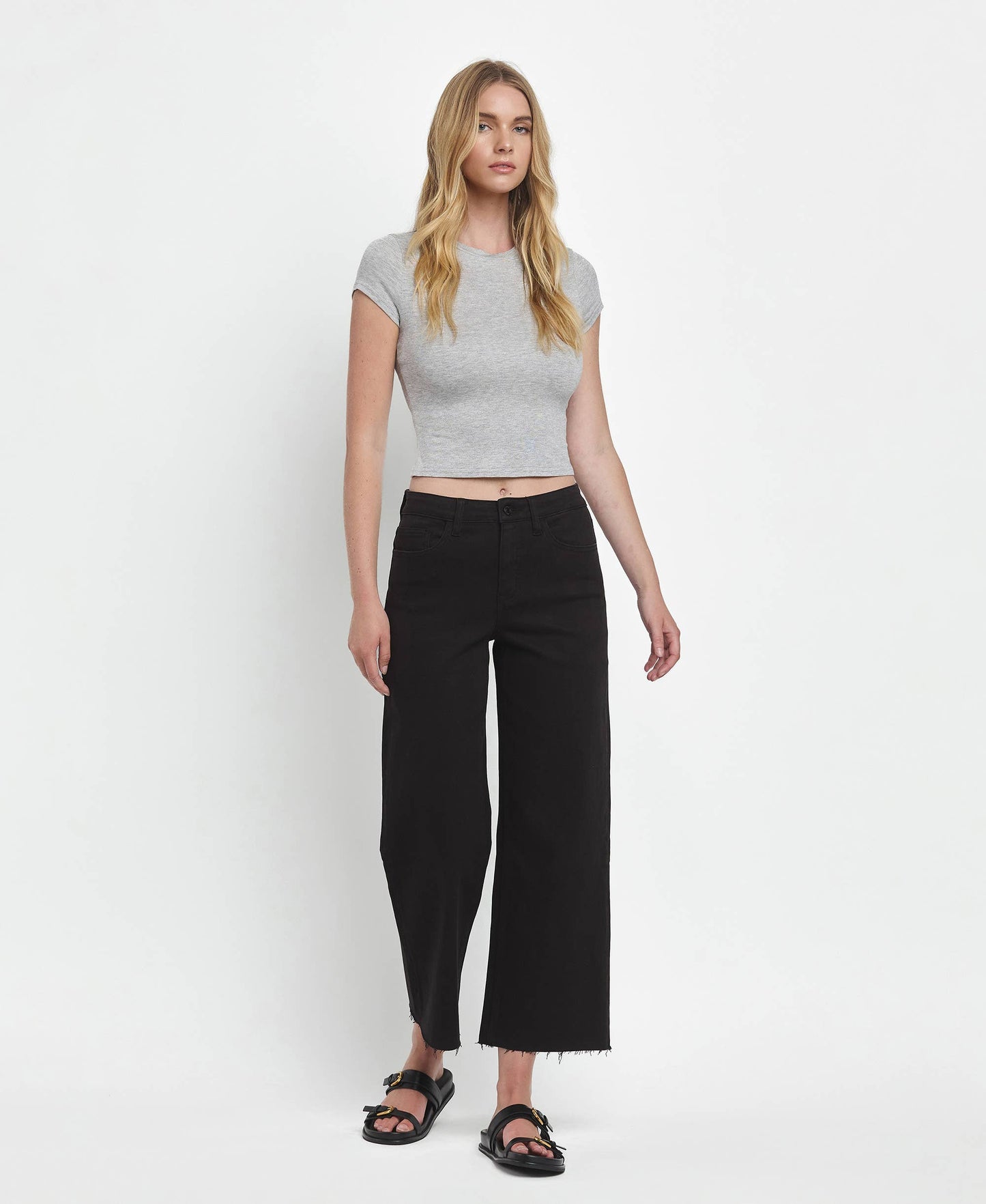 High Rise Crop Wide Leg Jeans