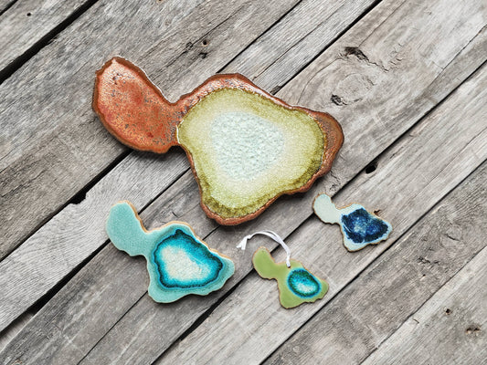 Hawaii - Maui Island Geode Ornament, Magnet, Coaster, Trivet