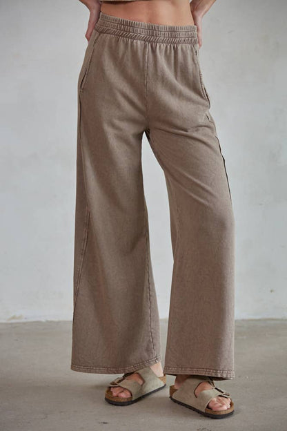 Mineral Wash Wide Leg Pants