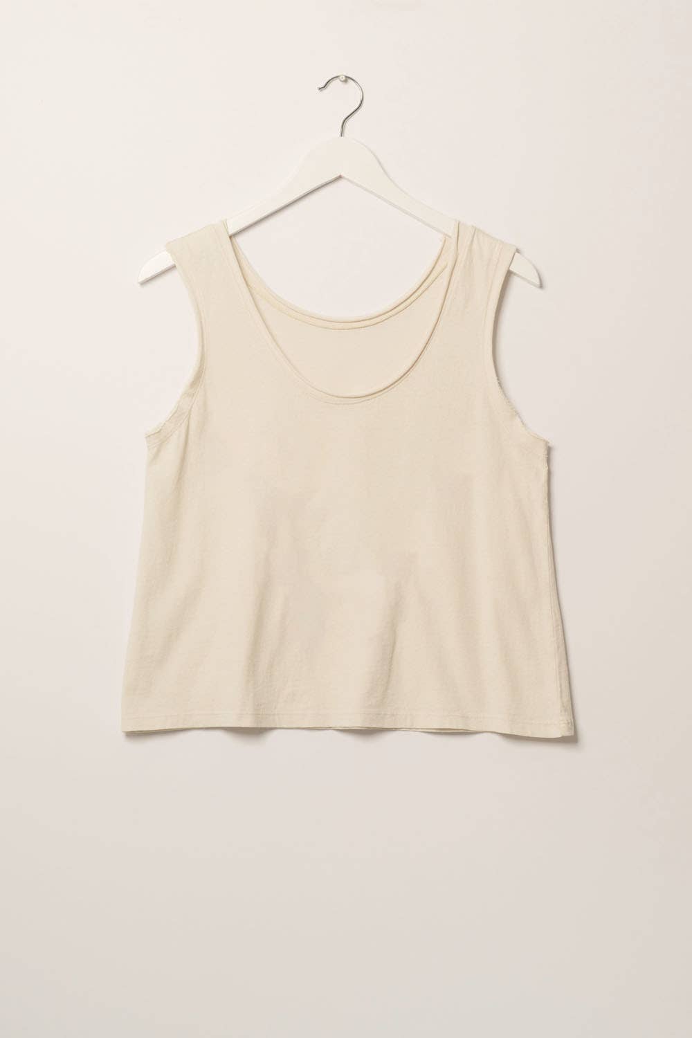 Mineral Wash Scoop Neck Raw Edge Tank Top