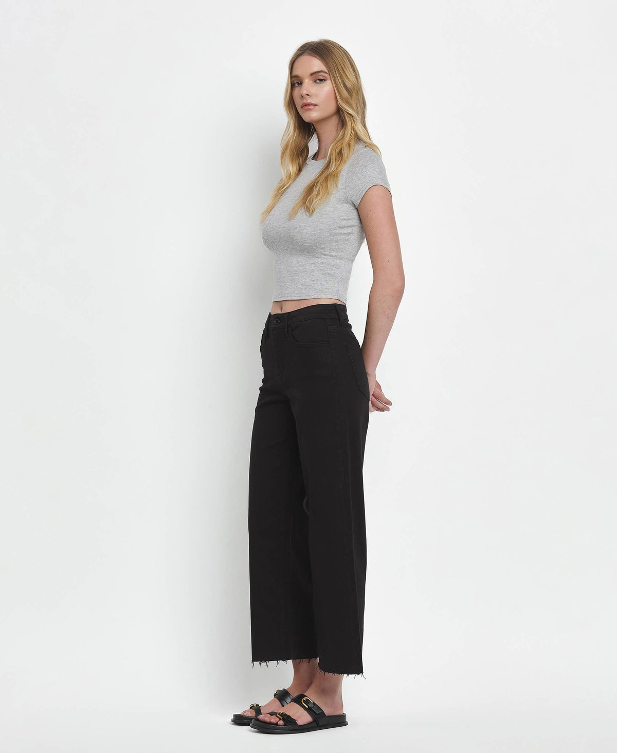 High Rise Crop Wide Leg Jeans